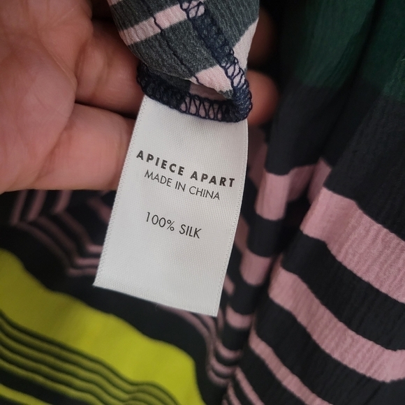Apiece Apart Silk Striped Puff Sleeve Blouse - Picture 11 of 11